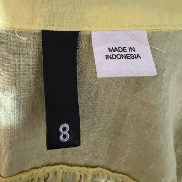 H&M Yellow Button Front Blouse 100% Cotton - Picture 7 of 9